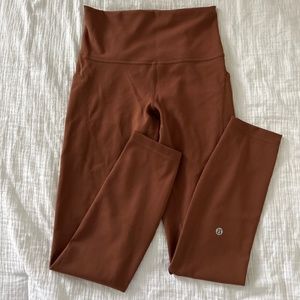 Brown lululemon leggings with side pockets